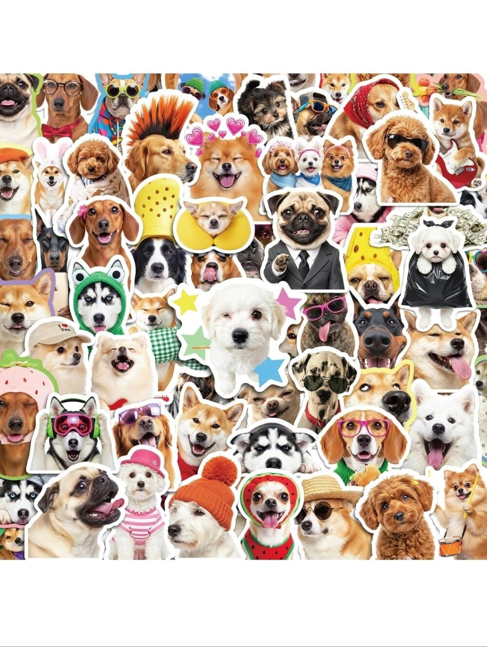 Dog Sticker Pack - Colorful Cute Dogs Collage